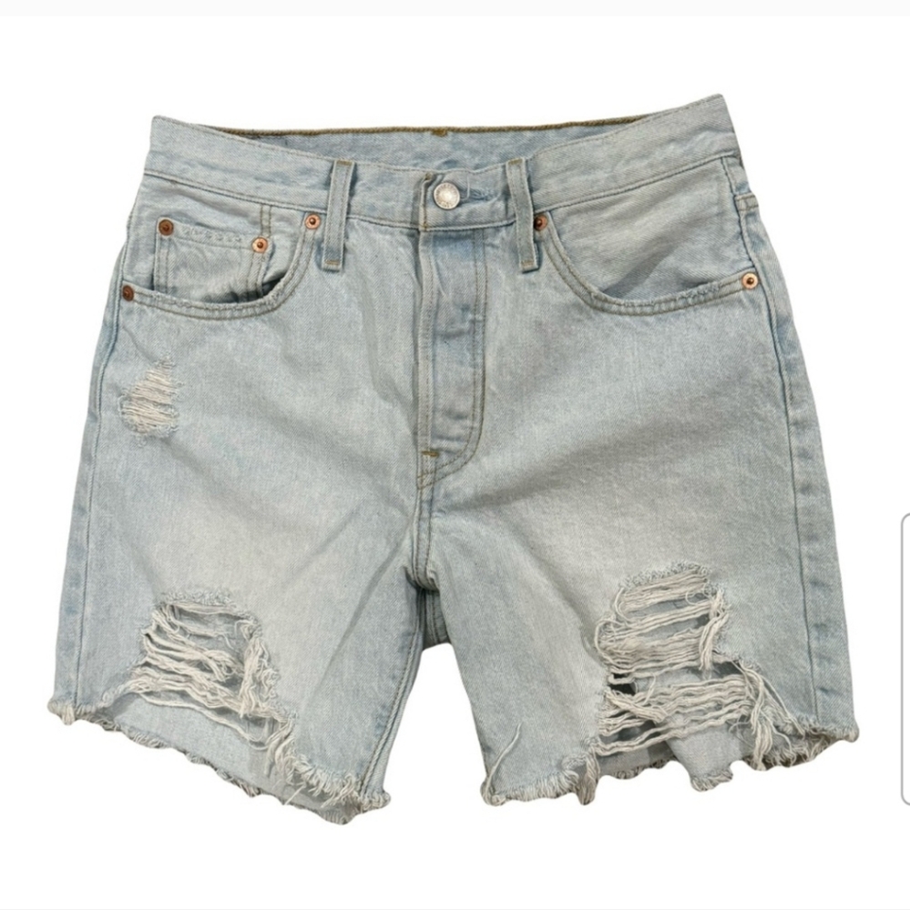 Levi's Light Blue Distressed Jean Shorts